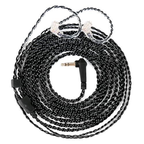 1.5 Meter QDC in Ear Monitor Cable CCA CRA IEM Extension Headphone Cable Cords for EDX PRO/Castor/KZ ZS10 PRO/ZAR/ZAX/ZAS/AS16/ZSNPRO, CCZ 4N OFC Silver-Plated Wire (Inky, Recessed 2 Pins, 3.5mm Plug) - size: QDCpins 3.5mm, style: 1.5m long
