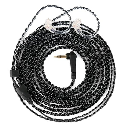 1.5 Meter QDC in Ear Monitor Cable CCA CRA IEM Extension Headphone Cable Cords for EDX PRO/Castor/KZ ZS10 PRO/ZAR/ZAX/ZAS/AS16/ZSNPRO, CCZ 4N OFC Silver-Plated Wire (Inky, Recessed 2 Pins, 3.5mm Plug) - size: QDCpins 3.5mm, style: 1.5m long