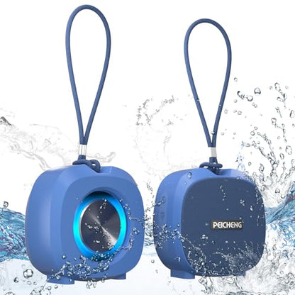 PEICHENG Speaker, Small Portable Bluetooth Wireless IPX5 Waterproof Shower Speaker,Loud Stereo Sound Deep Bass,Dual Pairing, RGB Lights,Long Playtime for Outdoor Party, Great Gift,1PC (Blue) - color: Blue
