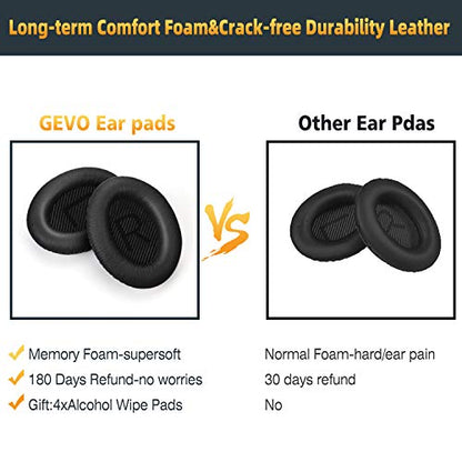 GEVO Premium Replacement Ear Pads for Bose QC35 & QC35ii Headphones - Black | Fits QuietComfort 35 & 35ii / SoundLink 1&2 AE（Over-Ear）- Soft Protein Leather · Adaptive Memory Foam and Extra Durable - color: Black