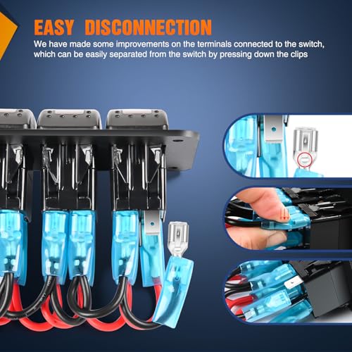 Nilight 2 Gang Rocker Switch Panel w/Purple LED Light 5Pin On Off Pre-Wired | Aluminum Toggle Switches Waterproof for 12V/24V Cars Marine Boats ATVs Trailers RV Trucks - color: Purple, size: 2 Gang
