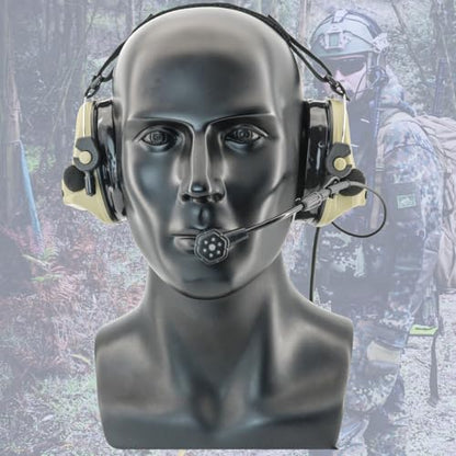 HEARFALCOM Tactical Headset C5 PRO Headphones with Mic Noise Cancelling for kenwoo Two-Way Radio for Airsoft CS Gaming - color: Sandy