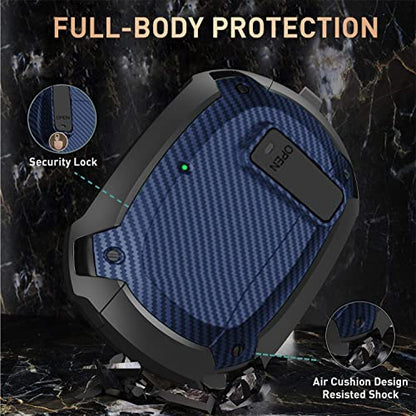 Compatible with Beats Studio Buds/Buds+ Case Cover 2021/2023, [Secure Lock] Cool Beats Studio Buds Plus Protective Shell Men Women with Keychain for New Beats Studio Ear Buds Case - Blue[CASE ONLY] - color: Black/Blue - 1