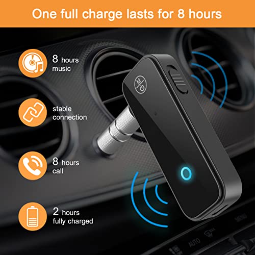 Bluetooth AUX Adpater for Car, Bluetooth 5.3 Transmitter Receiver, 3.5mm Aux Audio Adapter, Wireless Audio Receiver for Car Stereo/Home Stereo/Headphones/Speaker/Laptop/TV - color: Glossy Black