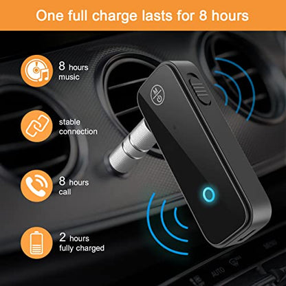 Bluetooth AUX Adpater for Car, Bluetooth 5.3 Transmitter Receiver, 3.5mm Aux Audio Adapter, Wireless Audio Receiver for Car Stereo/Home Stereo/Headphones/Speaker/Laptop/TV - color: Glossy Black