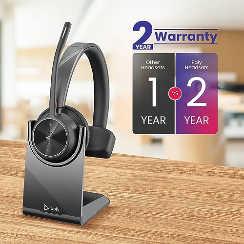 Poly Voyager 4310 - UC Wireless Bluetooth Mono Headset (USB-C) Teams with Charge Stand - Bundled with GTW Microfiber Cloth - Compatible with Deskphone, PC/Mac, Works with Zoom, RingCentral, Vonage