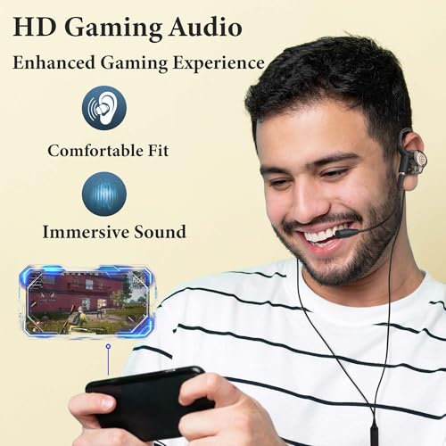 GEEKRIA Gaming Headphones with Mic, USB-C Wired Earbuds, 10mm Driver Deep Bass, Stereo in-Ear Earphones Compatible with Phones, PCs, Laptops, Tablets, and Other Gaming Devices (Black/ 4.9FT)