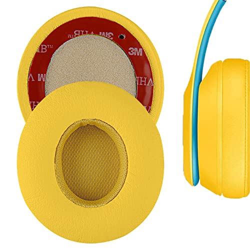 Beats Solo 3 Ear Pads Replacement, BUTIAO Soft Protein Leather Memory Foam Headphone Earpads Ear Cushions Pad for Beats by Dre Solo 3 Wireless & Solo 2 Wireless Over Ear Headsets (Yellow) - color: Yellow