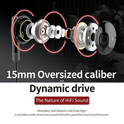 Kimwood Wired Earbuds with Microphone, Wired Earphones in-Ear Headphones HiFi Stereo, Powerful Bass and Crystal Clear Audio, Compatible with iPhone, iPad, Android, Computer Most with 3.5mm Jack - color: Black, size: regular