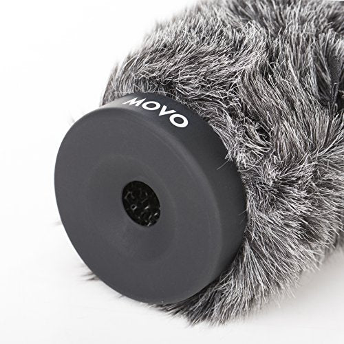 Movo WS-G200 Furry Rigid Windscreen for Microphones 18-23mm in Diameter and up to 8.6" (22cm) Long - Dark Gray - size: 7.8"