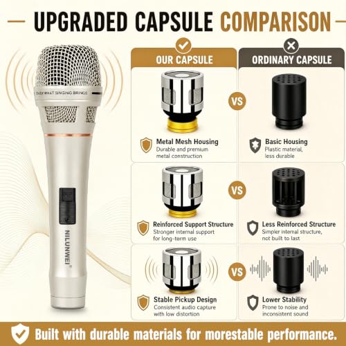 YS-36D Dynamic Microphone - Premium Vocal Microphone, cardioid directional wired microphone, with 14 foot XLR to 1/4 inch audio cable, desktop tripod, extension rod, microphone storage bag (champagne) - color: Champagne