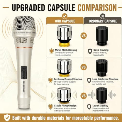 YS-36D Dynamic Microphone - Premium Vocal Microphone, cardioid directional wired microphone, with 14 foot XLR to 1/4 inch audio cable, desktop tripod, extension rod, microphone storage bag (champagne) - color: Champagne