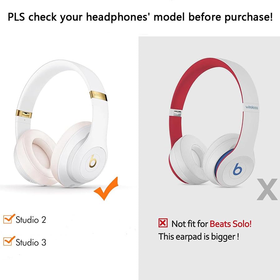 Replacement Ear Pads for Studio 2 & 3 Headphones Ear Cushions Headset Earpads Ear Cups Cover with Soft Protein Leather(Studio 3-Rose Gold) - color: Studio 3-Rose Gold