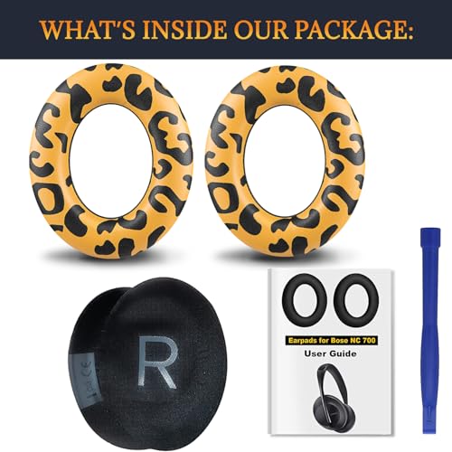 SOULWIT Replacement Earpads for Bose 700 (NC700) Wireless Headphones, Ear Pads Cushions with Softer Protein Leather, High-Density Noise Cancelling Foam, Added Thickness - Tiger Stripes - color: Tiger Stripes