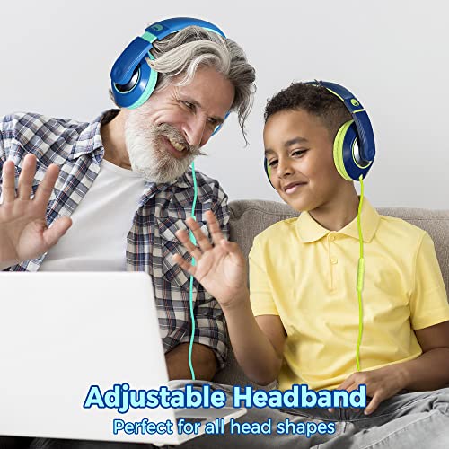 rockpapa Comfort+ Kids Headphones with Microphone and Volume Control, Boys Girls Student Over-Ear Headphones Wired for School Classroom Laptop PC Computer Tablet Sky Blue Teal - color: Blue/Teal
