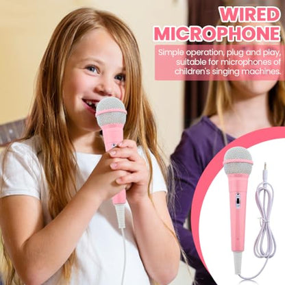Wired Microphone, Wired Dynamic Microphone 3.5mm Jack Lightweight No Battery for Kids Singing Mechine Home (Pink)
