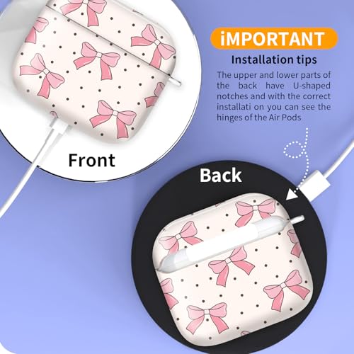 Cute Case Cover Compatible with AirPods 4th Generation 2024, Shockproof for Women & Girls with Cute Golden Round Buckle – Protective, Anti-Drop Design(Cute Pink Bows with Polkadot) - color: Cute pink bows with polkadot