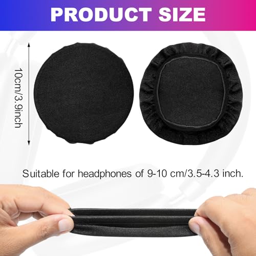 3 Pair Sheadphone Ear Covers, 3.9 Inch Breathable Stretchable Mesh Headphone Earpad Covers for Headphones, Washable Sweat-Prevention Protective Earpads for 3.5-4.3" Ear Cups (Black)