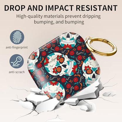 Cute Case Cover Compatible with AirPods 4th Generation 2024, Shockproof for Women & Girls with Cute Golden Round Buckle – Protective, Anti-Drop Design(Cute Skull) - color: Cute Skull