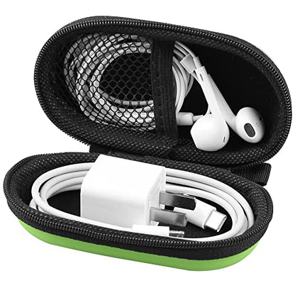 Earbud Case, RISETECH Earphone Carrying Case Holder EVA Headphone Storage Bag Small Cover Zipper Pouch Compatible for EarPods, AirPods, Beats Flex, Bose Wired Earbuds, USB Cable, with Keychain-Green - color: Green