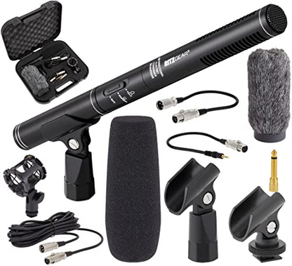 Professional Video & Broadcast Microphone | 10.8" Unidirectional Condenser Shotgun Mic for Indoor & Outdoor Film, Interview & Studio Recording for Camcorders and DSLR Camera - Black