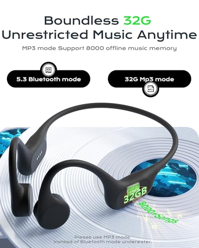 DEMICEA Open Ear Sport Headphones, Soft Silicone Wireless Bone Conduction Earphones, Powerful Bass, 10H Lasting,Quick Charge, Built-in 32GB MP3 - color: Apricot Orange