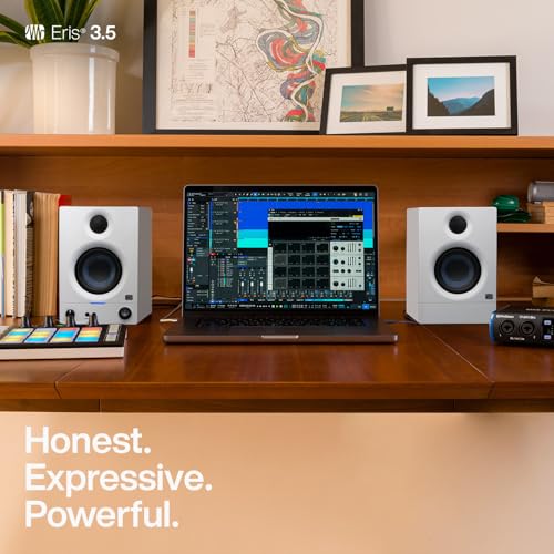 PreSonus Eris 3.5 Powered Studio Monitors, Pair —| | 50W, Woven-Composite Woofer, Silk-Dome Tweeter, White - color: White, size: 3.5"