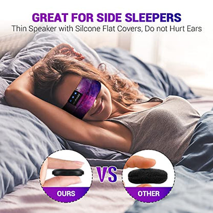 LC-dolida Sleep Headphones Bluetooth Headband Sleeping Wireless Headband Headphones with Thin HD Stereo Speakers Perfect for Side Sleepers, Sport, Yoga, Travel - color: Purple Starry
