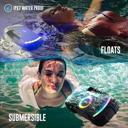 Powerful & Portable Waterproof All Terrain Bluetooth Speaker with Deep Bass, LED Party Lights, Fast USB-C Charging, FM Radio, AUX – QFX BT-ZX35 | Powerful 2.7" Full-Range Drivers, Deep Bass, Fast USB-C Charging, FM Radio, LED Party Lights, AUX/USB/TF Card