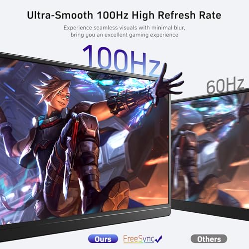 MNN 18.5" 100Hz FHD IPS USB-C HDMI Portable Gaming Monitor | 18.5" FHD IPS 100Hz, built-in stand & dual speakers, USB-C/HDMI, for PC/Phone/PS5/Xbox/Switch, travel gaming. - size: 18.5" 1080P