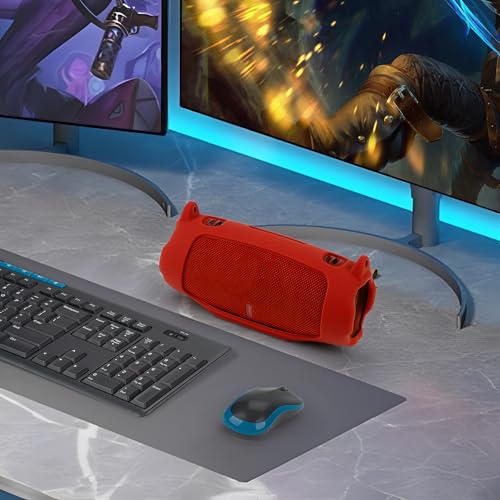 Geekria Silicone Case Compatible with JBL Charge 6, Lightweight Shockproof Speaker Cover with Shoulder Strap, Anti-Slip Protective Sleeve for Travel, Beach, Camping & Everyday Use (Red) - color: Red