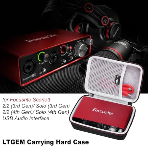 LTGEM Case for Focusrite Scarlett 2i2/Solo 4th Gen USB Audio Interface | Hard EVA Shell, Water-Resistant, Shock Protection, Scratch-Resistant Interior, Portable Travel Storage Case Only