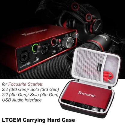 LTGEM Case for Focusrite Scarlett 2i2/Solo 4th Gen USB Audio Interface | Hard EVA Shell, Water-Resistant, Shock Protection, Scratch-Resistant Interior, Portable Travel Storage Case Only
