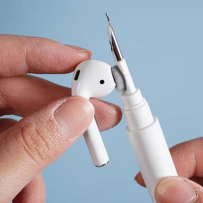 1 Pack Earbuds Cleaning Kit Multi Function Earphone Cleaning Pen with Brush & Sponge Tool for Wireless Earphones, Charging Cases, Bluetooth Headphones, Phones, Tablets & Electronics (White) - color: White