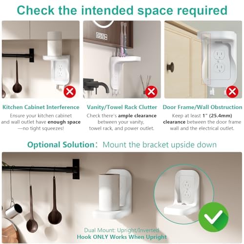 WALI Outlet Shelf Wall Holder, Fit for Duplex GFCI Decorative Outlet Shell A Space Saving for Smart Home, Speaker Mounts up to 10lbs with Cable Management (OSH001-W), White - size: Medium