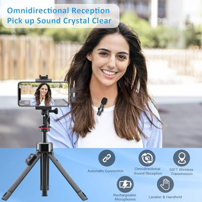 MAYBESTA Bluetooth Mini Microphone for iPhone, iPad - Wireless Lavalier Lapel Mic for Video Recording - Clip on Shirt Phone Microphones for Tiktok YouTube Interview Podcast