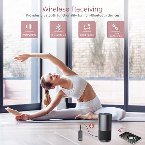 LOFICOPER Bluetooth Transmitter Receiver, Aux Bluetooth Adapter for Car, Support TF Card, Hand-Free Call, Navigation, Car & Home Stereo, TV, Headphones - color: Glossy Black