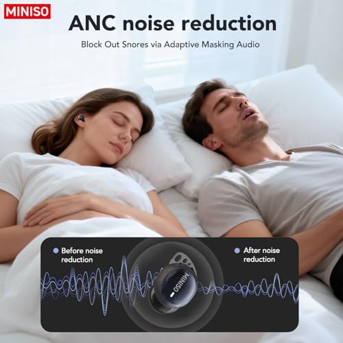 MINISO MS216 Sleep Earbuds, Mini Earbuds with Noise Reduction Bluetooth 6.0 Headphones, AI Translation Earbuds in Real Time Support 135 Languages for Side Sleepers Travel Business