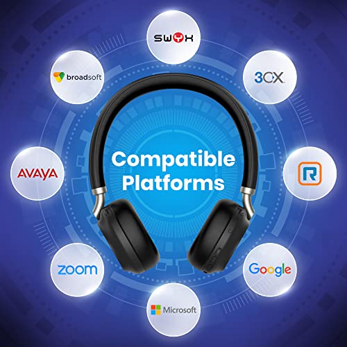 Yealink BH72 Bluetooth Headset Teams Version, USB-A, Black - GTW Bundle Yealink Wireless Headset with Global Teck Microfiber Cloth - Compatible for Office and Home Use - color: Black - No Charging Stand, size: MS Teams Version