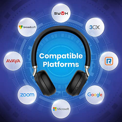 Yealink BH72 Bluetooth Headset Teams Version, USB-A, Black - GTW Bundle Yealink Wireless Headset with Global Teck Microfiber Cloth - Compatible for Office and Home Use - color: Black - No Charging Stand, size: MS Teams Version