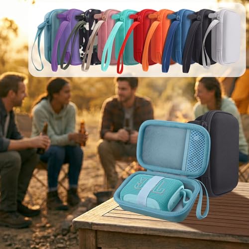 for JBL Go 5/4/3 Ultra Portable Speaker Hard Travel Case, Teal | Protective Storage Bag with Mesh Pocket & Hand Strap, Shockproof EVA Carrying Box, Soft Lining - color: Teal Case