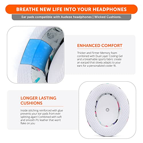 WC Freeze Penrose - Cooling Gel Earpads for Audeze Penrose & Mobius | Made by Wicked Cushions | Hybrid Fabric, Improved Durability, Thickness & Sound Isolation | 90s White - color: 90s White