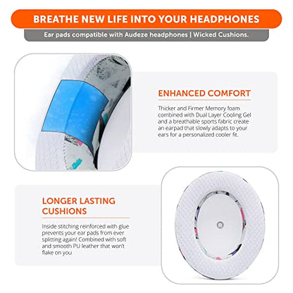 WC Freeze Penrose - Cooling Gel Earpads for Audeze Penrose & Mobius | Made by Wicked Cushions | Hybrid Fabric, Improved Durability, Thickness & Sound Isolation | 90s White - color: 90s White