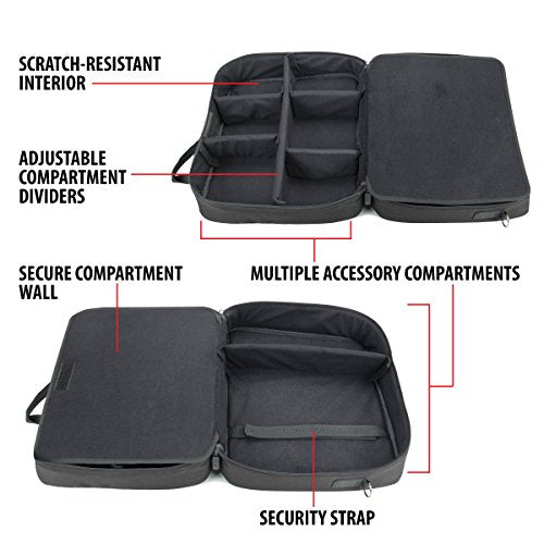 USA Gear Audio Mixer Case Fits RODECaster Pro II, Pro & Duo, GoXLR, & more Podcast Equipment - Podcast DJ Travel Bag with Customizable Interior, Scratch-Resistant Interior, Shoulder Strap (Black) - color: Black