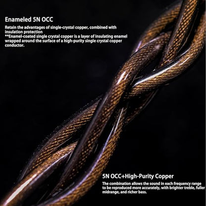 21AWG 5N OCC IEM Cable, 0.78mm 2-Pin to 3.5mm Replacement Cord, 1.25m - size: 2 pin 0.78mm to 3.5mm