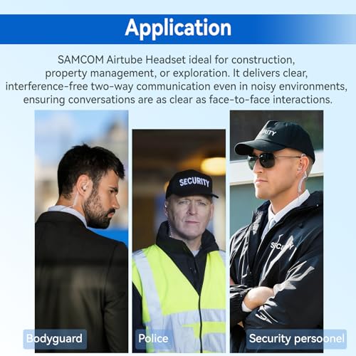 SAMCOM 2 Pin Acoustic Tube Earpiece Walkie Talkies,Air Tube in-Ear Headset with Mic for FPCN30A Two Way Radios, Hands-Free Surveillance Radio Earpieces with PTT for K Plug Radio,2 Packs