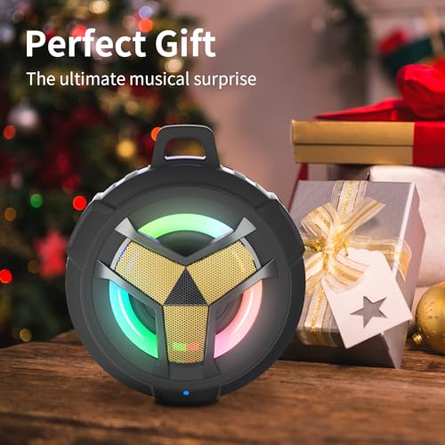 EBODA Waterproof Bluetooth Speaker Shower Portable Gifts for Adults Men | IP67 Wireless Speakers, LED Light, Stuff for Travel, Pool, Beach, River Floating Essentials-Black Golden Special Edition - color: Black & Gold