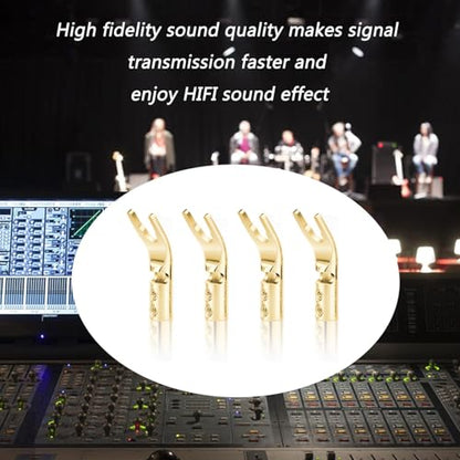 Gold Plated Pure Copper Speaker Spade Connectors - Dual Screw Locking Fork Y/U Plugs for Wire DIY - style: Spade Style-Gold