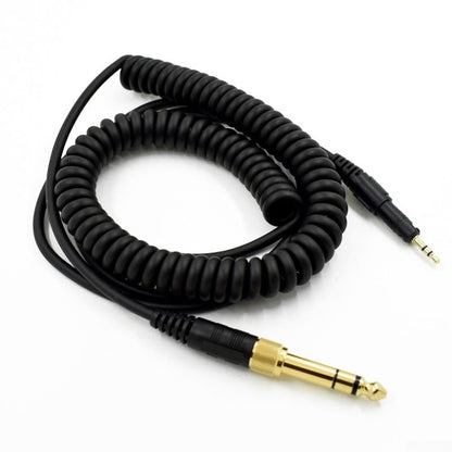 Stretch Replacement Cable For ATH-M50x And ATH-M40x Headphones, Coiled Spring Cord With 1/8 Inch TRS And 1/4 Inch Adapter, Black