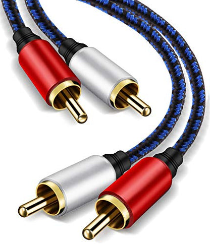 RCA Cables 3.3ft - 2RCA Audio Cable Nylon Braided, Double Shielded 2RCA to 2RCA Audio Cable for Home Theater, HDTV, Amplifiers, Hi-Fi Systems, Speakers. - size: 3 Ft